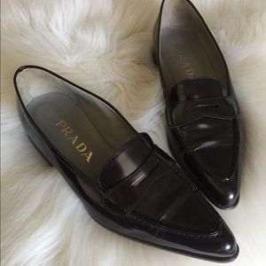Prada Brown Pointy Toe Loafer Flats
